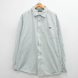 XL/古着 エコー ECKO 長袖 ブランド シャツ メンズ 大きいサイズ コットン 白他 ホワイト ストライプ 24jan05 中古 トップス