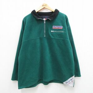 XL/古着 トミーヒルフィガー 長袖 ブランド フリース ジャケット メンズ 90s 緑 グリーン 24jan06 中古 アウター