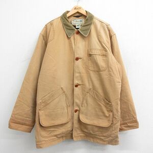 XL/古着 エルエルビーン LLBEAN 長袖 カバーオール メンズ 00s プリマロフト 大きいサイズ ロング丈 ダック地 コットン 襟コーデュロイ 茶