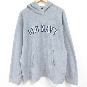 XL/古着 オールドネイビー OLD NAVY 長袖 フリース トップス パーカー メンズ 00s ビッグロゴ ポリエステル 薄グレー 24jan08 中古 スエッ