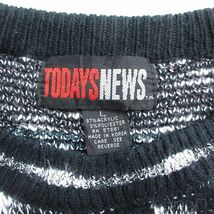 L/古着 TODAYS NEWS 長袖 セーター メンズ 90s クルーネック 黒他 ブラック 24jan08 中古 ニット トップス_画像3