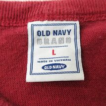 XL/古着 オールドネイビー OLD NAVY 長袖 ビンテージ Tシャツ メンズ 00s ビッグロゴ コットン クルーネック 赤 レッド 24jan09 中古_画像3