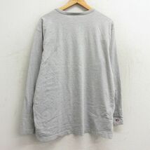 XL/古着 ラルフローレン ポロジーンズ 長袖 ビンテージ ブランド Tシャツ メンズ 90s ビッグロゴ 大きいサイズ コットン クルーネック グレ_画像2