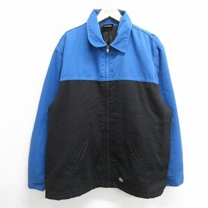 XL/古着 ディッキーズ Dickies 長袖 ジャケット メンズ 90s 大きいサイズ ツートンカラー 黒他 ブラック 内側キルティング 24jan09 中古 ア