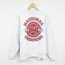 XL/古着 長袖 スウェット メンズ 90s ネブラスカ クルーネック 薄グレー 霜降り 24jan10 中古 スエット トレーナー トップス_画像1