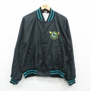 L/古着 長袖 ナイロン ジャケット メンズ 90s サメ ラグラン 黒他 ブラック 24jan10 中古 アウター ウインドブレーカー