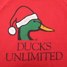 L/古着 ジャージーズ 長袖 スウェット メンズ 80s カモ DUCKS UNLIMITED ラグラン クルーネック 赤 レッド 24jan11 中古 スエット トレーナ_画像2