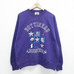 XL/古着 リー Lee 長袖 スウェット メンズ 90s バスケ ゴルフ バレー クルーネック 紫 パープル 24jan11 中古 スエット トレーナー トップ