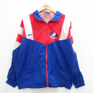 XL/古着 アディダス adidas 長袖 ナイロン ジャケット メンズ 90s USAワールドカップチーム ワンポイントロゴ マルチカラー 青他 ブルー 内