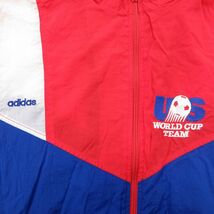 XL/古着 アディダス adidas 長袖 ナイロン ジャケット メンズ 90s USAワールドカップチーム ワンポイントロゴ マルチカラー 青他 ブルー 内_画像3