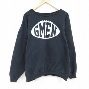 XL/古着 長袖 スウェット メンズ GMEN ビッグロゴ 大きいサイズ クルーネック 黒 ブラック 24jan15 中古 スエット トレーナー トップス