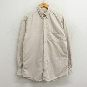 XL/古着 ウールリッチ 長袖 ヘビー フランネル シャツ メンズ 90s ロング丈 コットン ボタンダウン 生成り 23sep13 中古 トップス