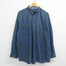 XL/古着 バンヒューセン 長袖 シャツ メンズ 大きいサイズ 紺他 ネイビー チェック 23feb28 中古 トップス_画像1