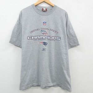 XL/古着 リーボック 半袖 ビンテージ Tシャツ メンズ 00s NFL ニューイングランドペイトリオッツ 大きいサイズ クルーネック グレー 霜