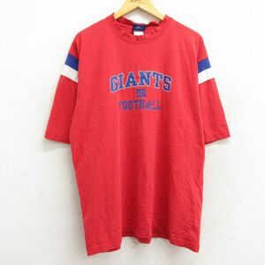 XL/古着 リーボック 半袖 ビンテージ Tシャツ メンズ 00s NFL ニューヨークジャイアンツ 大きいサイズ コットン クルーネック 赤他 レ