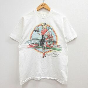 L/古着 半袖 ビンテージ Tシャツ メンズ 90s Reds DRIVE IN Dollywood コットン クルーネック 白 ホワイト spe 23apr19 中古