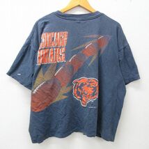 XL/古着 半袖 ビンテージ Tシャツ メンズ 90s NFL シカゴベアーズ 大きいサイズ コットン クルーネック 紺 ネイビー アメフト スーパー_画像2