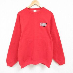 XL/古着 フルーツオブザルーム 長袖 スウェット メンズ 00s PURINA クルーネック 赤 レッド 24jan16 中古 スエット トレーナー トップス