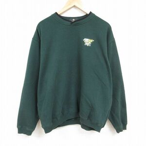 XL/古着 長袖 スウェット メンズ サブウェイ 大きいサイズ クルーネック 濃緑 グリーン 24jan16 中古 スエット トレーナー トップス