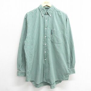 XL/古着 アバクロンビー 長袖 ブランド シャツ メンズ 90s BIG SHIRTS ロング丈 コットン ボタンダウン 緑他 グリーン チェック 24jan16 中