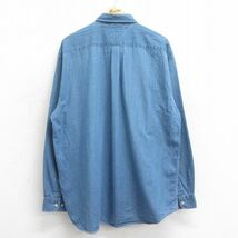 XL/古着 トミーヒルフィガー ゴルフ 長袖 ブランド シャツ メンズ 90s ロング丈 コットン ボタンダウン 薄紺 ネイビー 24jan18 中古 トップ_画像2