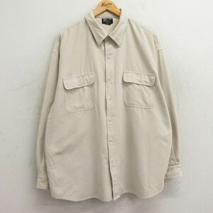 XL/古着 長袖 シャツ メンズ 00s 大きいサイズ 薄ベージュ カーキ 24jan19 中古 トップス