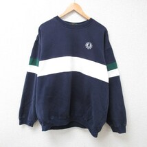 XL/古着 IZOD 長袖 スウェット メンズ 90s エバンストンゴルフクラブ マルチカラー 大きいサイズ クルーネック 濃紺 ネイビー 24jan19 中古_画像1