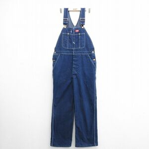 W38/古着 ディッキーズ Dickies オーバーオール メンズ 00s コットン 紺 ネイビー デニム 24jan20 中古 ボトムス