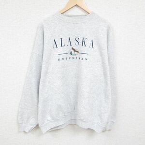 XL/古着 TULTEX 長袖 スウェット メンズ 90s アラスカ 大きいサイズ クルーネック 薄グレー 霜降り 24jan20 中古 スエット トレーナー トッ