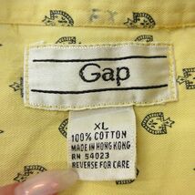 XL/古着 ギャップ GAP 長袖 ブランド シャツ メンズ 90s 総柄 ロング丈 コットン 黄他 イエロー spe 24jan22 中古 トップス_画像4