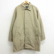 XL/古着 ギャップ GAP 長袖 コート メンズ 00s ロング丈 ベージュ カーキ 内側キルティング 24jan23 中古 アウター_画像1