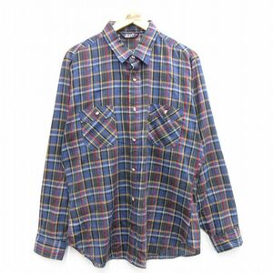 L/古着 リーバイス Levis 長袖 ブランド シャツ メンズ 80s 紺他 ネイビー チェック 24jan23 中古 トップス