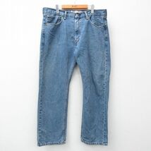 W38/古着 ジーンズ Levis リーバイス 505 メンズ コットン 紺 ネイビー デニム 24jan26 中古 ボトムス ジーパン Gパン ロング パンツ_画像1