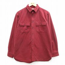 L/古着 エルエルビーン LLBEAN 長袖 ブランド シャツ メンズ 00s コットン エンジ 24jan30 中古 トップス_画像1