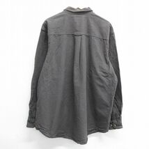 XL/古着 長袖 ヘビー フランネル シャツ メンズ ロング丈 大きいサイズ コットン ボタンダウン 濃グレー 24jan30 中古 トップス_画像2