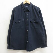 XL/古着 チェロキー 長袖 シャツ メンズ 00s コットン ボタンダウン 紺 ネイビー 24jan30 中古 トップス_画像1