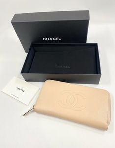 CHANEL シャネル ジッピーウォレット ベージュ ラウンドファスナー ゴールド金具 レディース シールあり カードなし 箱 風袋付 真贋保障品