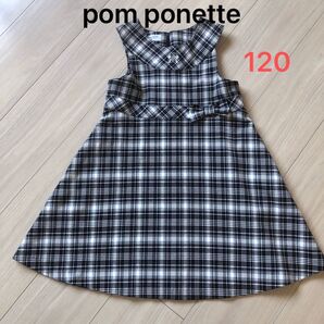 美品ナルミヤ pom ponette ウエストリボン フォーマルワンピース