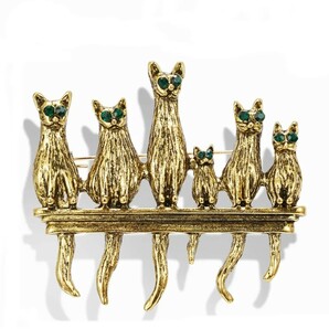猫のブローチ ペンダント兼用 猫６匹 ゴールド 猫の雑貨 HANAKOの画像5