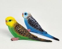 鳥の置物　セキセイインコ　ミニチュア 　ペア２色セット　鳥の雑貨　HANAKO_画像3