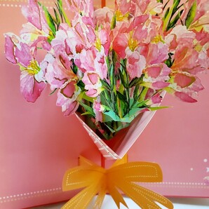 立体カード HANAKO 飛び出すカード スイートピーの花束 多目的カード お礼状 母の日