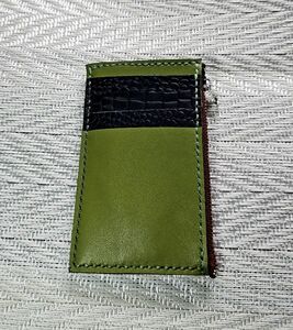 本革　カードポケット付きコインケース　レザークラフト　ハンドメイド