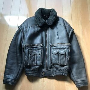 シャーリング フライトジャケット 137-6-23 ダークブラウン 防風 ムートン ボア SHEARLING