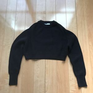 ザラ ニットセーター 144-6-16 レディース USA S ブラック ショート丈 ZARA