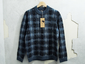 新品 21AW 定価49500円 RATS CHECK MOHAIR CREW NECK KNIT チェック モヘア クルーネック ニット セーター ブルー ラッツ WAY OF LIFE F