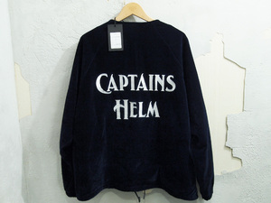 新品 23AW CAPTAINS HELM LOGO VELOUR COACH JACKET ベロア コーチジャケット ノーカラー ロゴ ネイビー 紺 キャプテンズヘルム FT