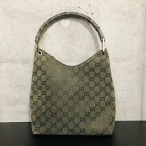 sn1015【100】//GUCCI★グッチ　スエード　バンブー　ワンショルダーバッグ　グレー　ハンドバッグ_画像1