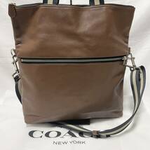 美品 相場¥88,000 coach コーチ ショルダーバッグ レザー 肩掛け トートバッグ 2way ビジネス 大容量 本革 ブラウン A4 メンズ ハンド_画像3