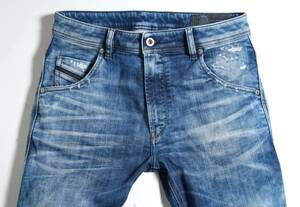 【正規品】定価6万 W28 DIESEL JOGG ジョグ ディーゼル KROOLEY 09B53 真夏に映える クラッシュ加工 スウェット ストレッチ デニム