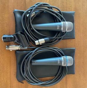 SHURE BETA57A 2本セット ダイナミックマイク 楽器向き ケーブル３メートル×２付 ケース×２付 スタンドジョイント×１付 【プロ御用達】